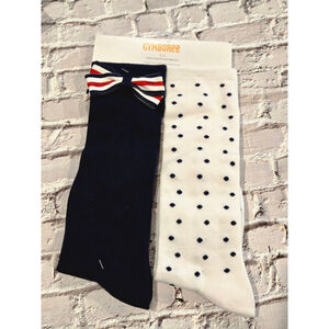 Girls Gymboree Socks Sizes 13-1, NWT, White & Navy, Adorable Bow and Polkadots